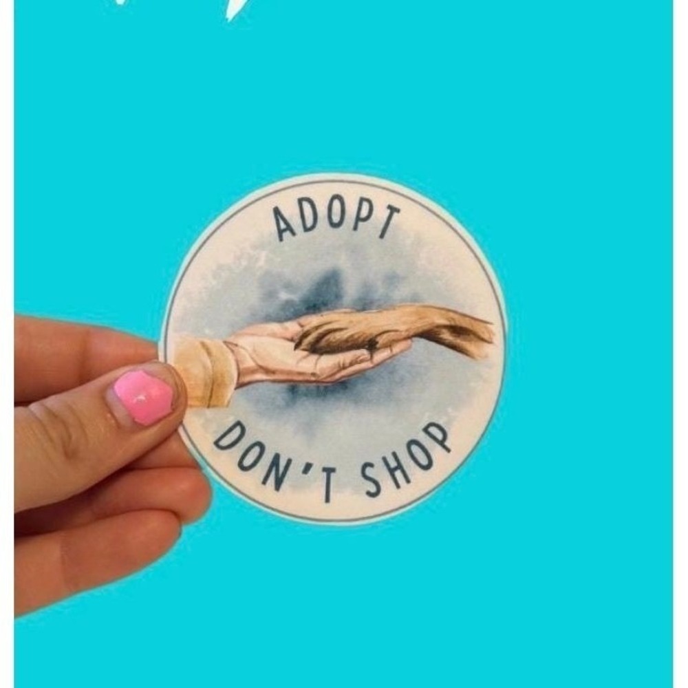 Adopt Don't Shop Dog Paw Rescue Sticker Watercolor Vinyl Decal Animal Advocacy